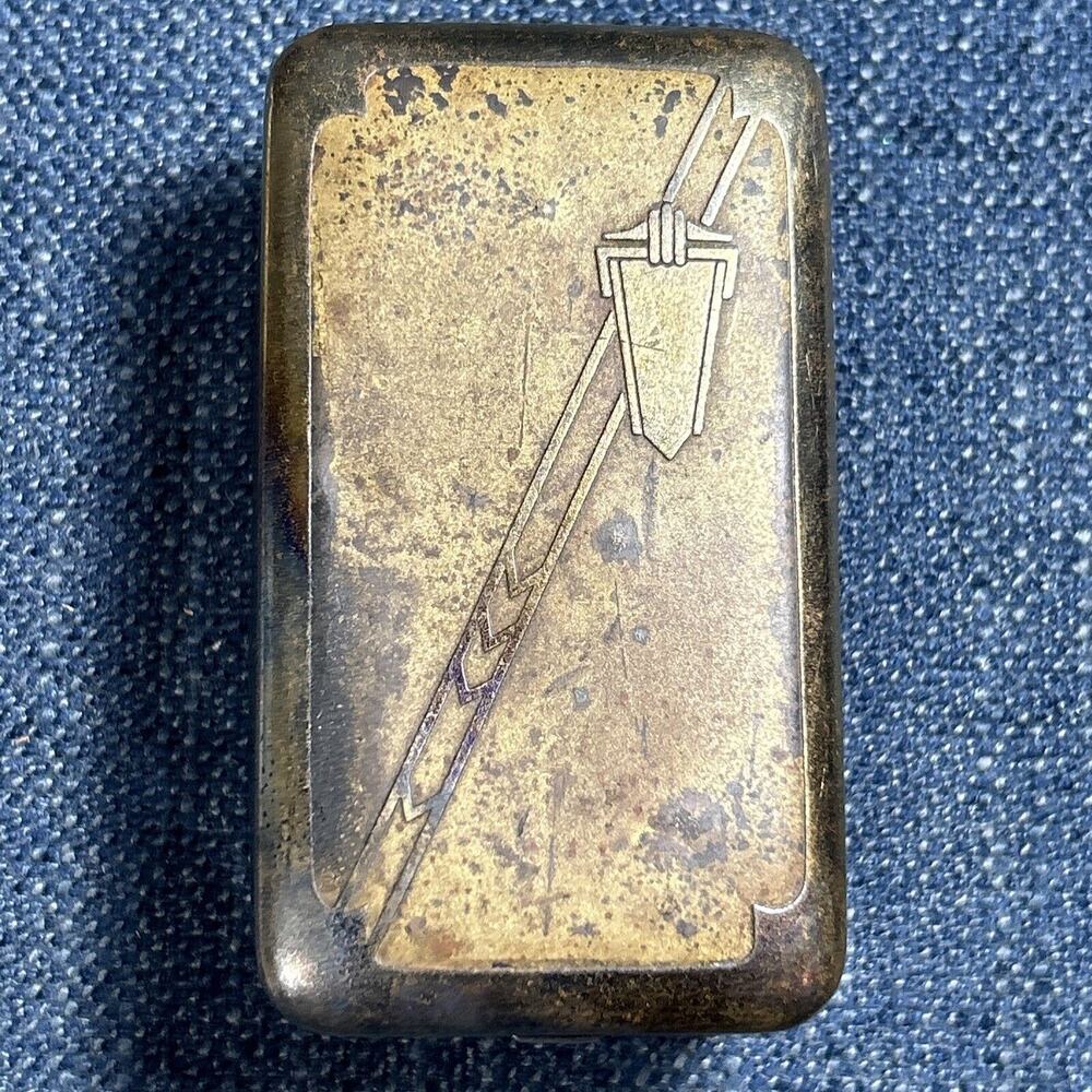 Art Deco Mini Pocket Inlaid Metal Cigarette Decorative Ashtray Case Portable